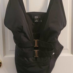 CCX City Chic Vibeka One Piece Swimsuit Black/Gold Size 14/XS NWT